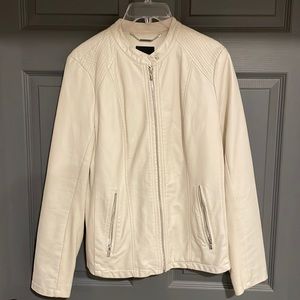 Cream faux leather jacket